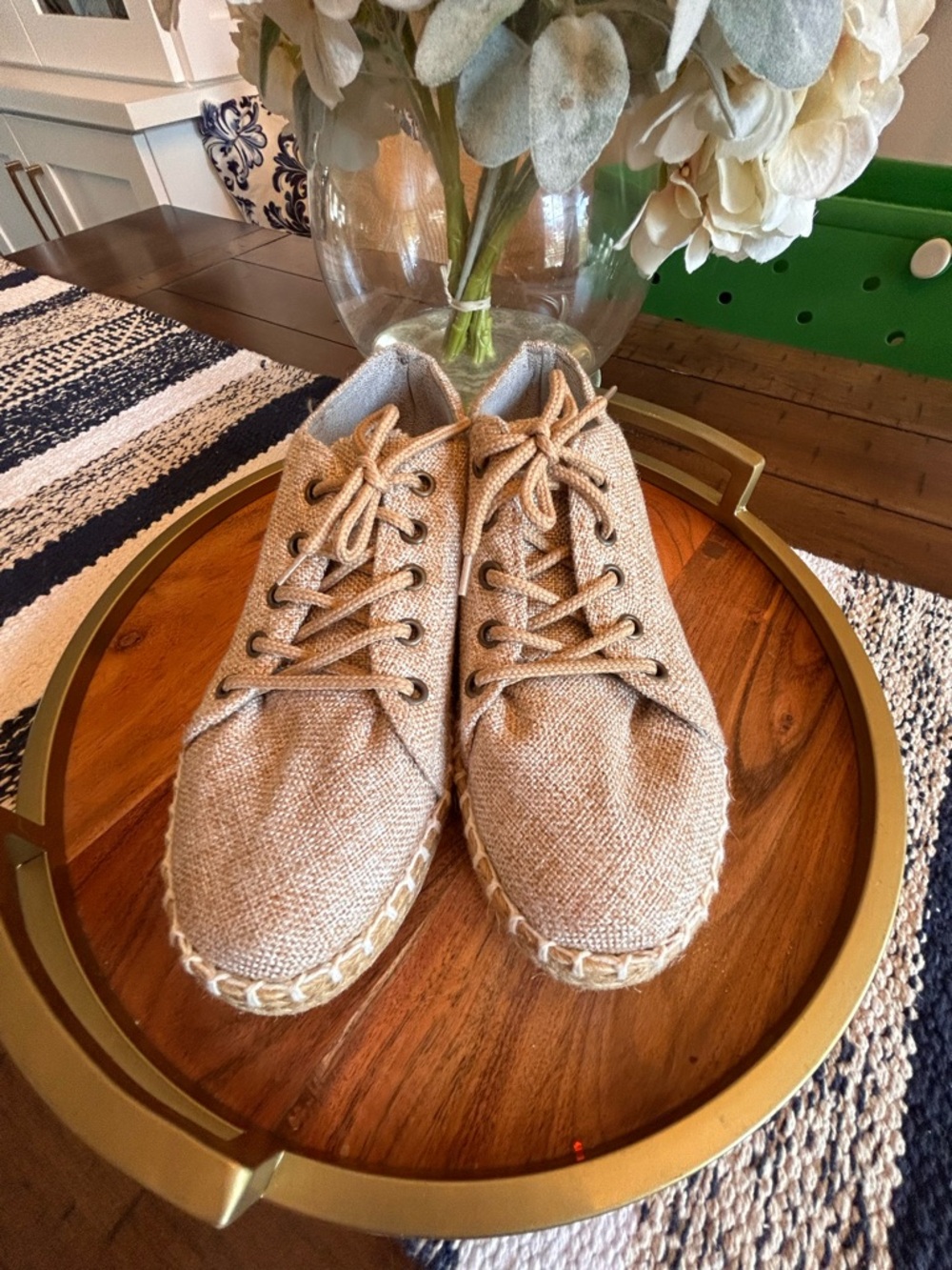 Women’s Espadrille Lace-Up Sneakers - Natural Beige - Picture 2 of 6